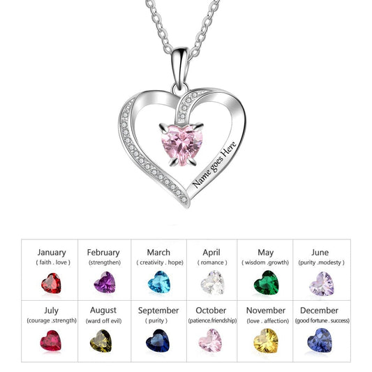 Birthstone Loving Heart Necklace - LFmemories - For Then, For Now, Forever.