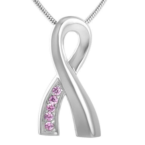 Cancer Ribbon Necklace Urn (100% profits donated to Cancer Research UK) - LFmemories - For Then, For Now, Forever.
