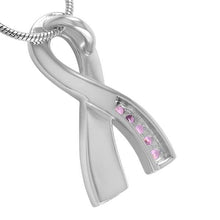 Load image into Gallery viewer, Cancer Ribbon Necklace Urn (100% profits donated to Cancer Research UK) - LFmemories - For Then, For Now, Forever.