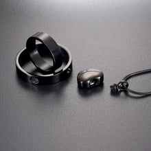 Load image into Gallery viewer, Dual Ring Loving Heart Necklace Urn. - LFmemories - For Then, For Now, Forever.