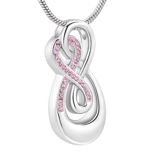 Infinity Cancer Ribbon Necklace Urn (100% profits donated to Cancer Research UK) - LFmemories - For Then, For Now, Forever.