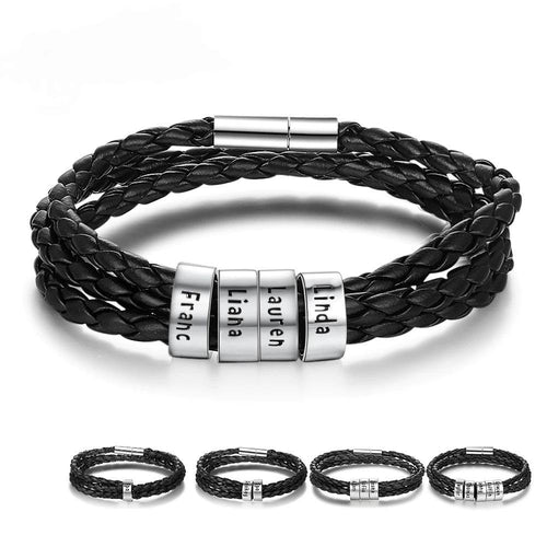 Leather Bracelet with Custom Beads (1-5 beads) - LFmemories - For Then, For Now, Forever.