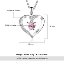 Load image into Gallery viewer, Sterling Silver Birthstone Loving Heart Necklace - LFmemories - For Then, For Now, Forever.